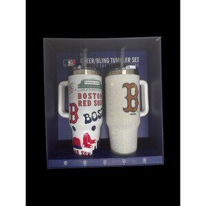 Boston Red Sox Cheer/Bling 40 Oz Tumbler Set W/ Handles & Lids New in Box